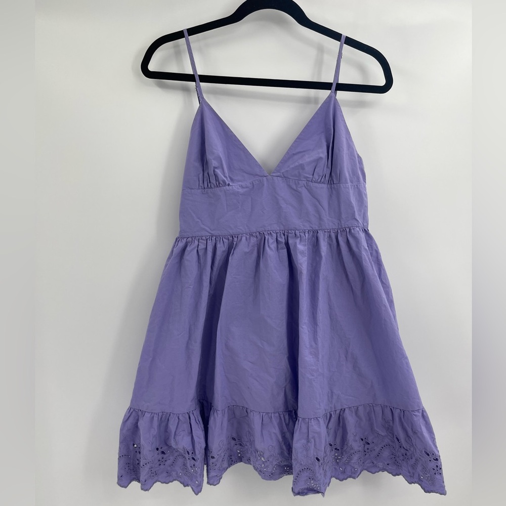 Zara Purple Mini Dress with Eyelet Hem